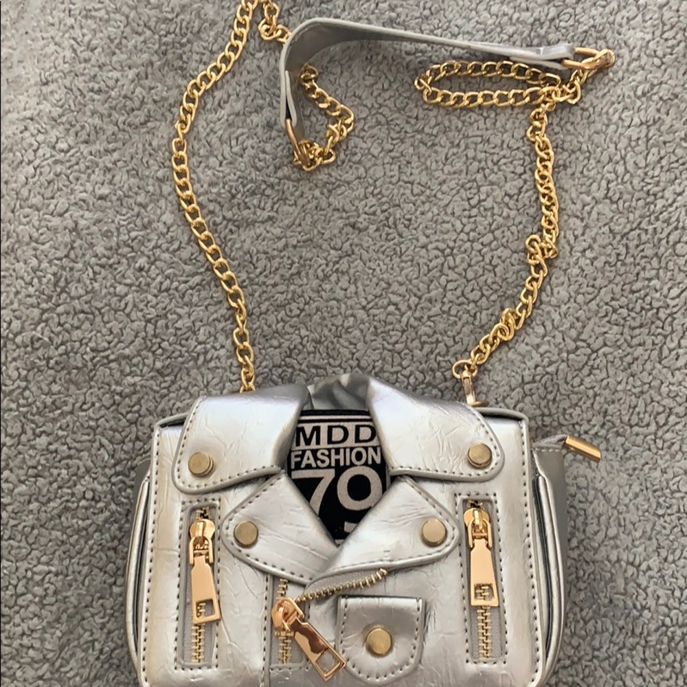 Silver/Gold Faux leather jacket purse